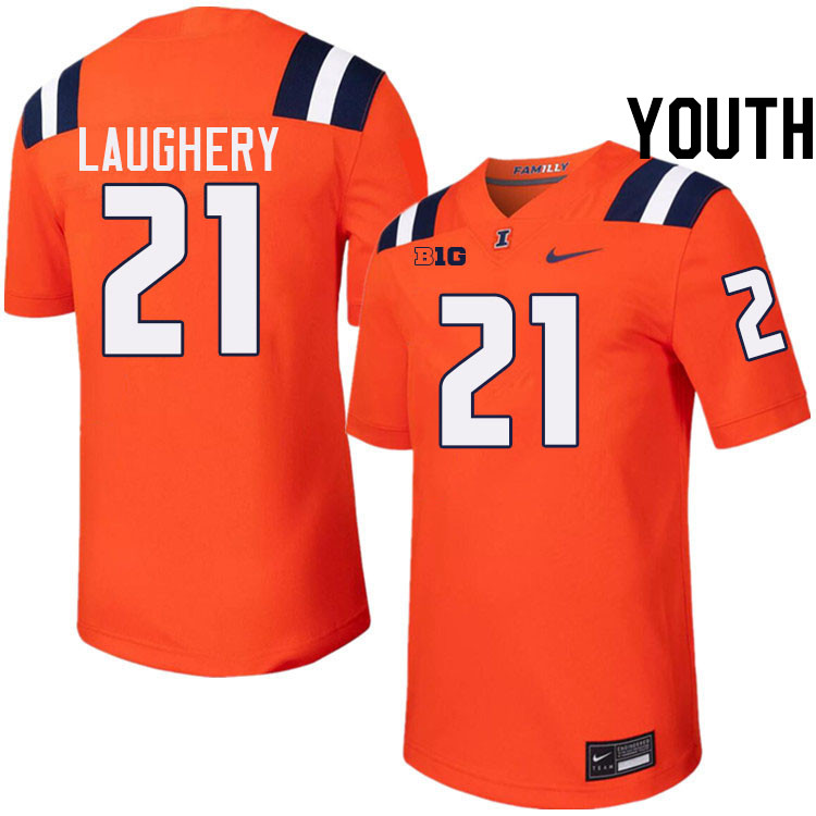 Youth #21 Aidan Laughery Illinois Fighting Illini College Football Jerseys Stitched-Orange